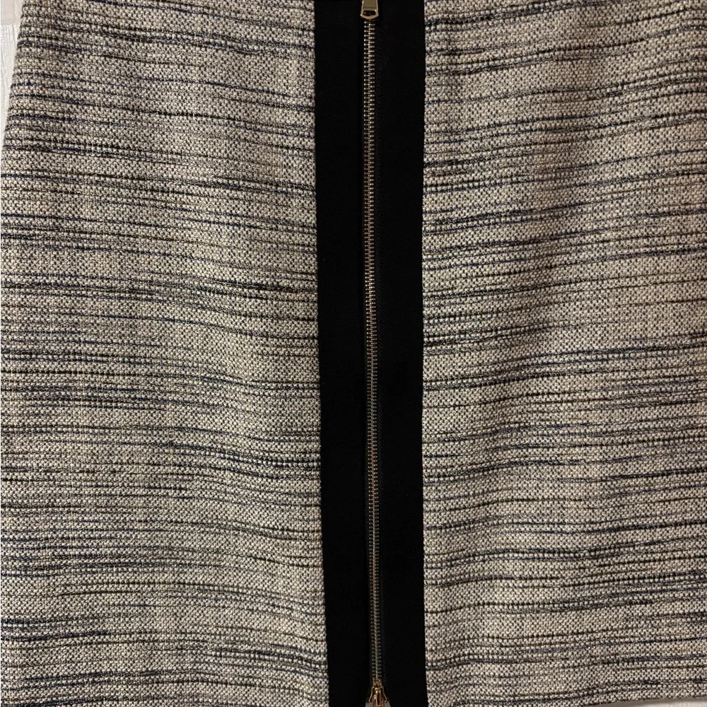 Ann Taylor Black and Cream Tweed Zip Front Mini Skirt 2